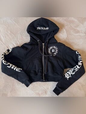 Chrome Hearts Bella Collaborative Black Cropped Hoodie XS